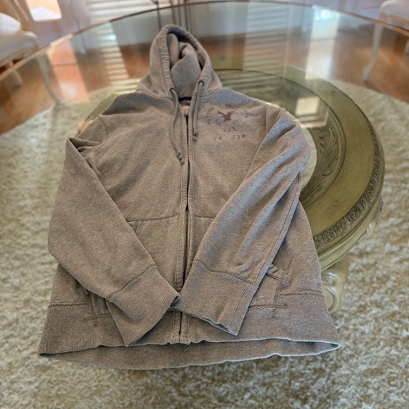 American Eagle Vintage Full Zip Hoodie Men's L Tall Fleece Eagle Logo Jacket Y2K - Picture 6 of 8